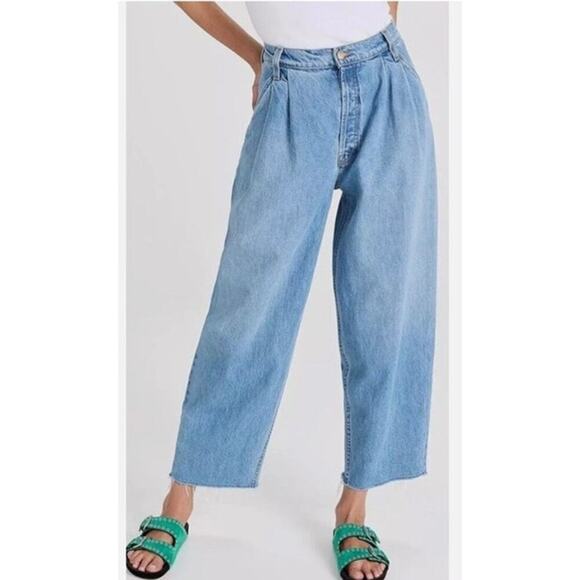 NWT MOTHER Snacks The Double Prep Fun Dip Flood Fray Jeans Size 27 - Picture 1 of 11